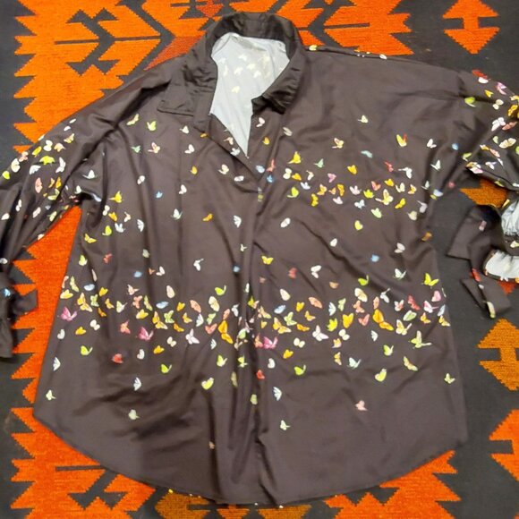 Unbranded NEW WOMEN'S PLUS Black A-Line Shirt with Multicolored Butterflies. XXL - Picture 11 of 13